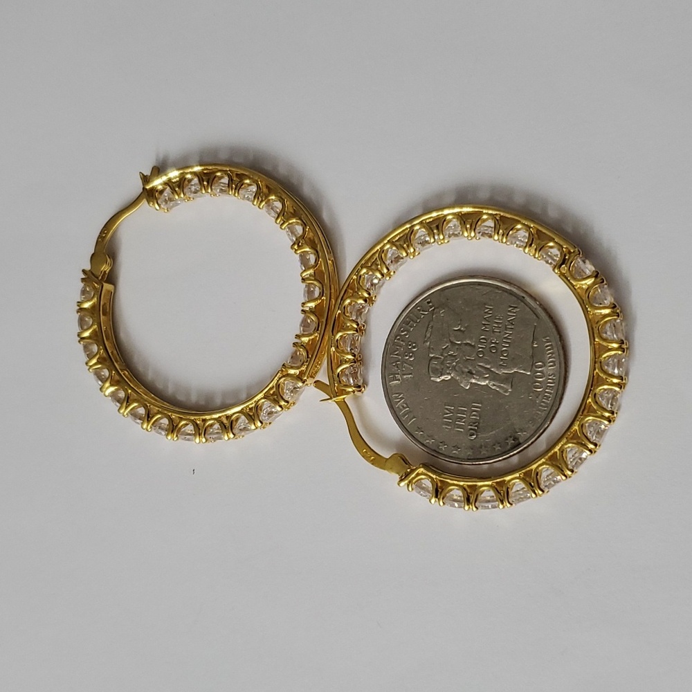 Sterling Silver 925 Inside Out Gold Hoop Earrings - Picture 8 of 9
